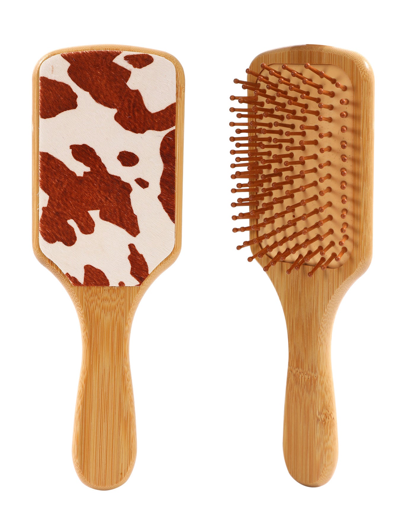 Wholesale Bamboo Real Leather Cow Retro Western Cowboy Style Air Cushion Comb Airbag Comb Meridian Massage Comb Hairdressing Comb